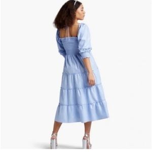 Hill House Nesli Nap Dress in Light Blue Glitter Check, Size 2XL
